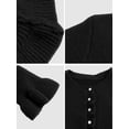thumbnail image 2 of Women'S Cropped Cardigan Sweater Trendy Crewneck Ruffle Long Sleeve Button Down Knitwear Tops Black L, 2 of 4