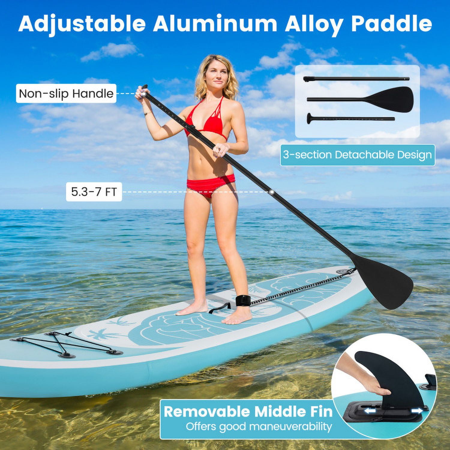 Spaco 10 Feet Inflatable Stand Up Paddle Board, Paddle Board with Premium SUP Accessories-S, Inflatable Paddle Board for Outdoor, Blue
