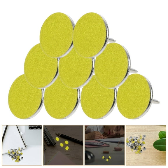 BESTOYARD 50Pcs Yellow Reflective Trail Markers and Signs Nylon Steel Glow Thumb Tacks for Outdoor Camping Gear