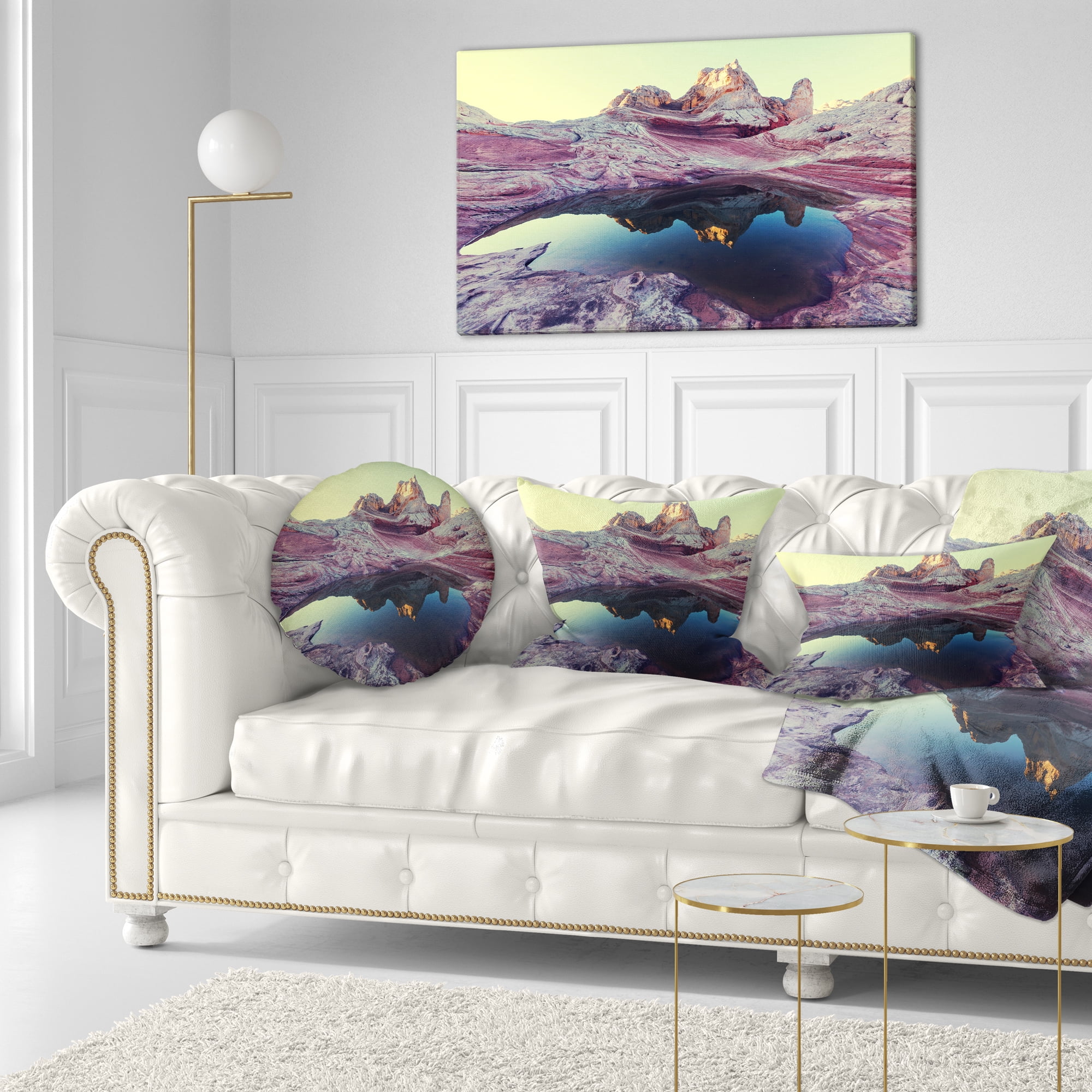 Designart Purple Tinged Vermilion Cliffs - Landscape Printed Throw Pillow - 12x20