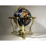 Unique Art 10-Inch Tall Table Top Blue Ocean Gemstone World Globe with Gold Tripod Stand