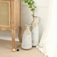 thumbnail image 5 of LuxenHome Set of 2 Distressed Off White and Rustic Brown Metal Pitcher Vase, 5 of 7