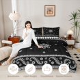 thumbnail image 3 of Homewish Bohemian Snowflake Twin Comforter Sets,Romantic Paisley Bedding Set,Black,Black Reversible,2pcs,1 Comforter and 1 Pillowcase, 3 of 7