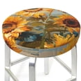 thumbnail image 3 of Balery Sunflower Field Art Fundas de asiento para taburete de bar redondo de tela de terciopelo ajustables que protegen de arañazos y manchas para sillas de 14 a 17 pulgadas.-14 inch, 3 of 7