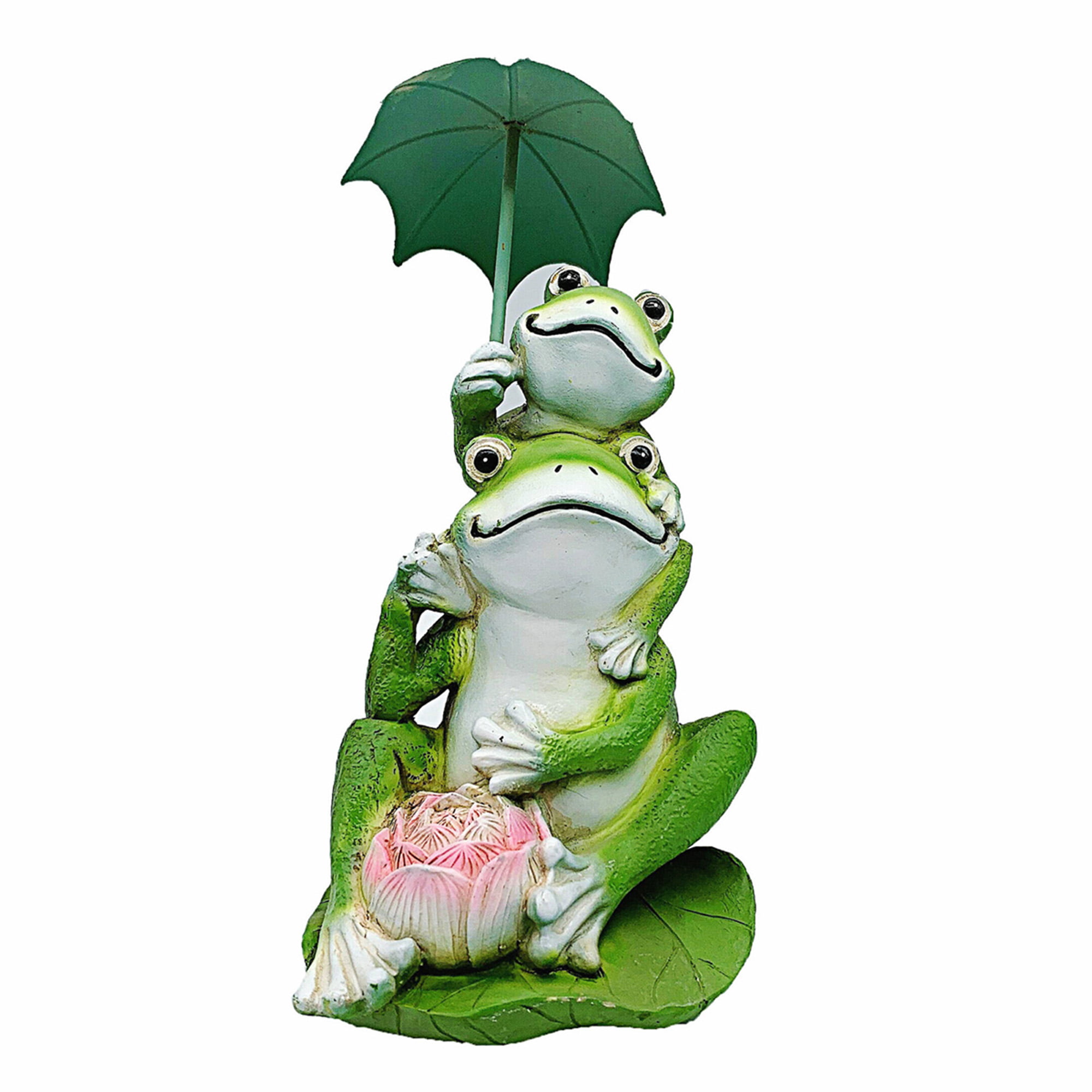 Resin Laying Frog Garden Statue Greyish-Green Color 