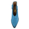 thumbnail image 4 of FSJ Women Western Cowboy Cowgirl Stacked Low Heel Short Boots Faux Suede Pointed Close Toe Pull On Retro Ankle Booties Formal Outfit Shoes Size 9.5 Blue, 4 of 4