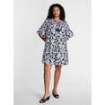 thumbnail image 2 of Terra & Sky Women's Plus Tie Front Mini Swing Dress with Short Puff Sleeves, Sizes 0X-4X, 2 of 5