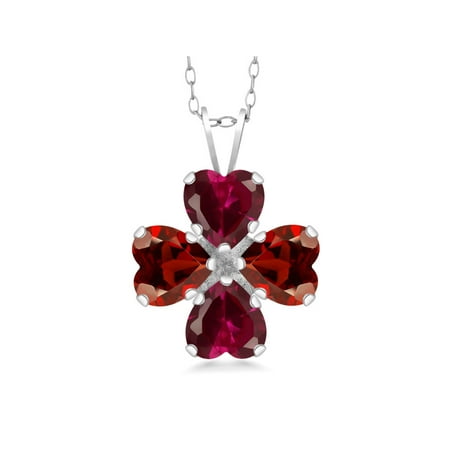 Face Garnet 925 Silver Pendant - 3.72 Ct Heart Shape Red Created Ruby Red Garnet 925 Sterling Silver Pendant