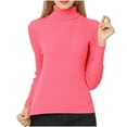 thumbnail image 2 of THDHVS Tshirts Shirts for Women,Women Slim Fits Round Neck Long Sleeve T Shirt for Bottom Layering and Casual Comfortable Versatile Basic Top Watermelon Red XXL, 2 of 3