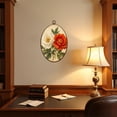 thumbnail image 4 of Canvas Wall Art Boho Brown Green Orange Peony Floral Vintage Flowers Red Flower White Oval Framed Canvas Prints Vintage Wall Hanging Decor for Home Decorations 8.6"x11.4", 4 of 7