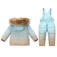 thumbnail image 6 of vdgthytj Little Boys Girls 2 Piece Snowsuits Winter Gradient Outfits Long Sleeve Full Zip down Jackets and Bib Snow Pants Toddlers Warm Outdoor Ski Sets(5-6Years,Light Blue), 6 of 7