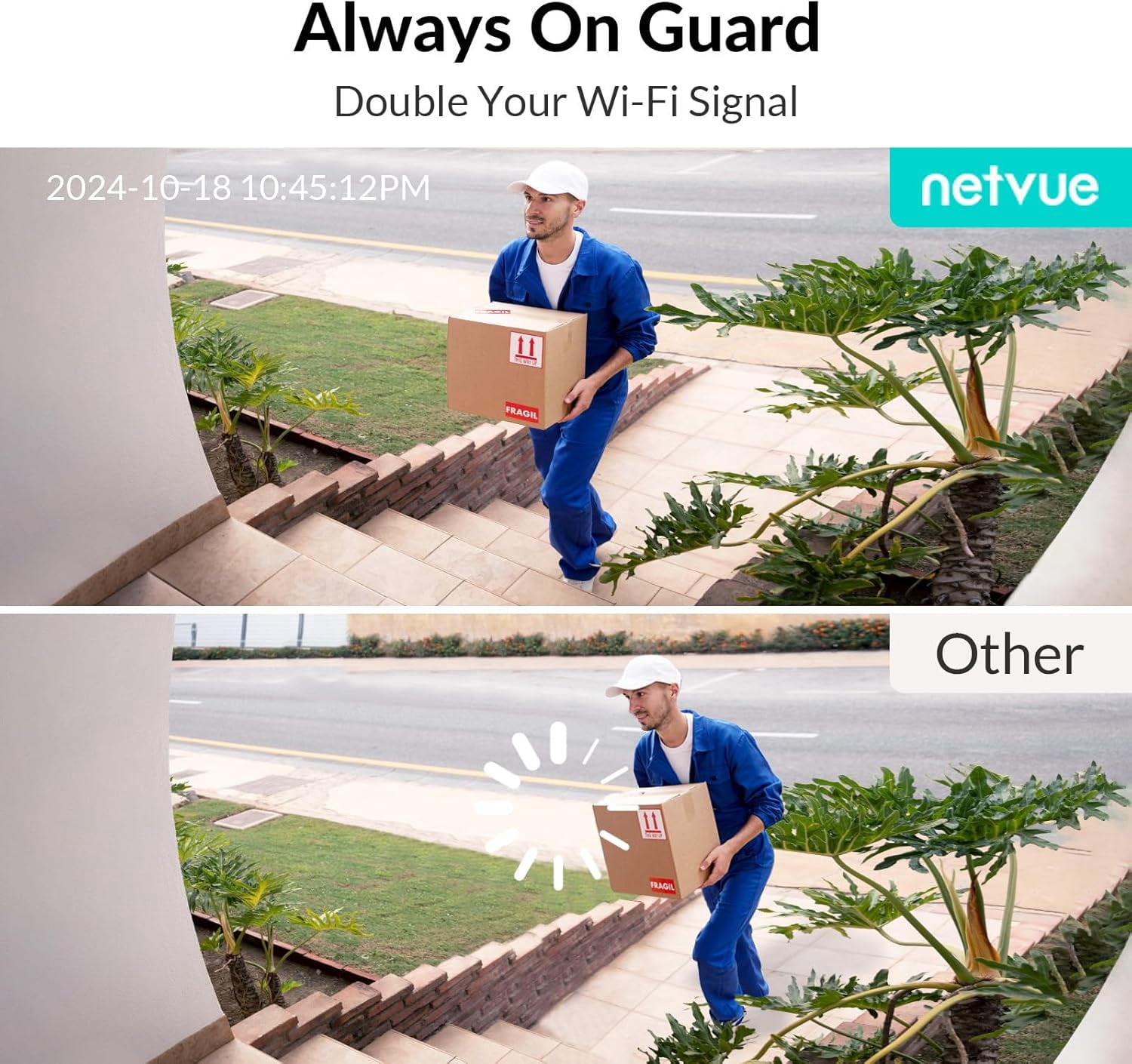 Security Cameras Wireless Wi-fi, Netvue 360° View Home Surveillance Outdoor Cameras, Only 2.4G Wifi