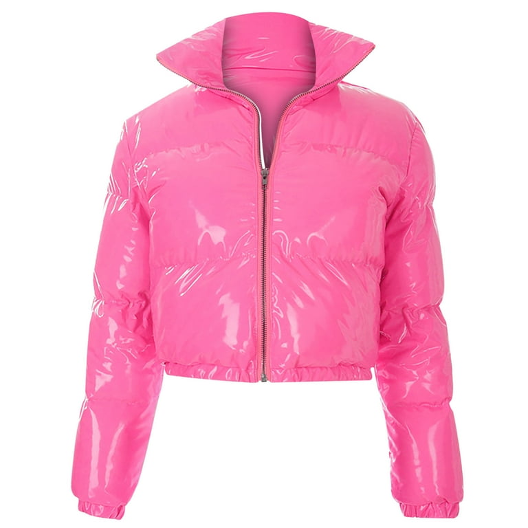 Pink cropped bubble coat deals