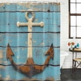 thumbnail image 3 of Vintage Anchor Waterproof Fabric Shower Curtain,Coastal Nautical Blue Brown Wooden Waterproof Fabric Shower Curtain for Bathroom Curtains Bathtubs Hotel Shower Curtains with 12 Hooks Extra Long 72x84, 3 of 8