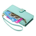 thumbnail image 5 of For iPhone 16 Pro Max 6.9-inch Wallet Case for Women Men Multi-Card Slots Zipper Pocket Lanyard Strap Wristlet Leather Phone Case,Green,For iPhone 16 Pro Max, 5 of 7