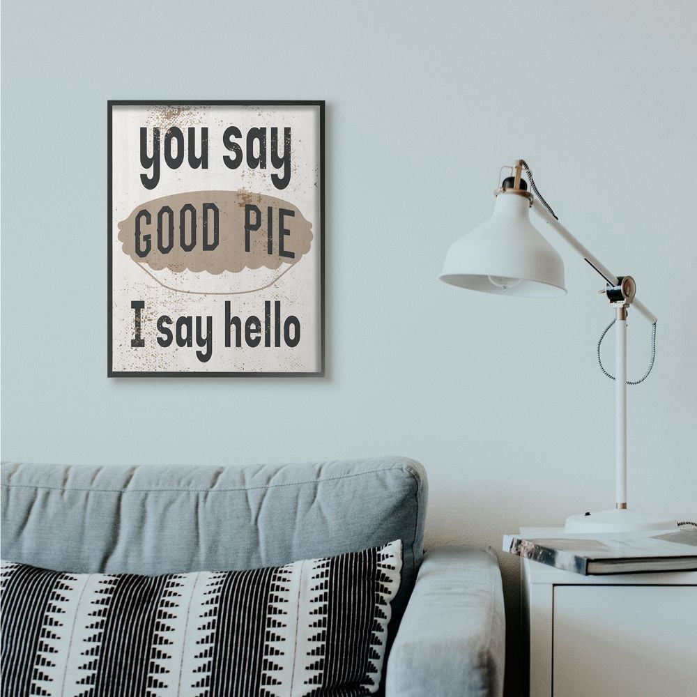 Stupell Industries Good Pie Funny Word Kitchen Dining Room Paint Textured Design Framed Giclee Texturized Art by Daphne Polselli