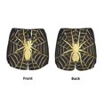 thumbnail image 3 of Balery Gold Spider On The Web Pattern Women's Running Shorts with Liner 2 Pockets Elastic Workout Athletic Gym Yoga Shorts-XX-Large, 3 of 7