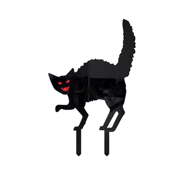 Fiudx Letreros de Halloween para Patio, 4 Diseños Únicos de Gatos Negros, Plástico Resistente a La Intemperie, Fácil Instalación En El Suelo, Decoración para Jardín, Fiesta de Halloween Al Aire Libre