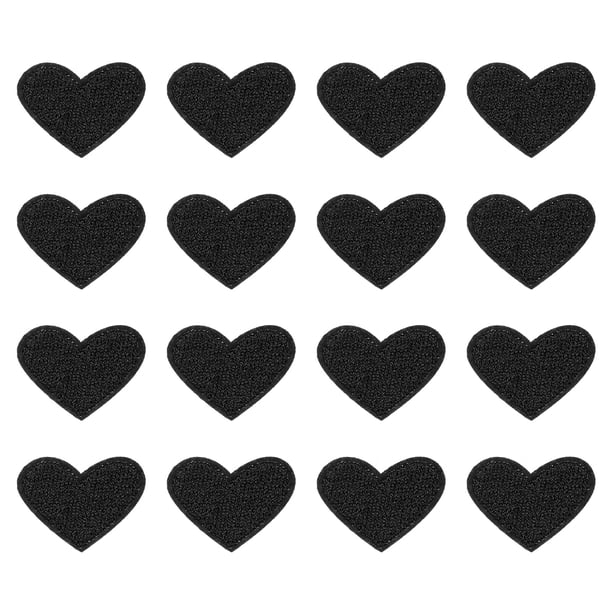 Parches de planchar en forma de corazón Uxcell, parches bordados, apliques, adornos para ropa, negros, 16 piezas