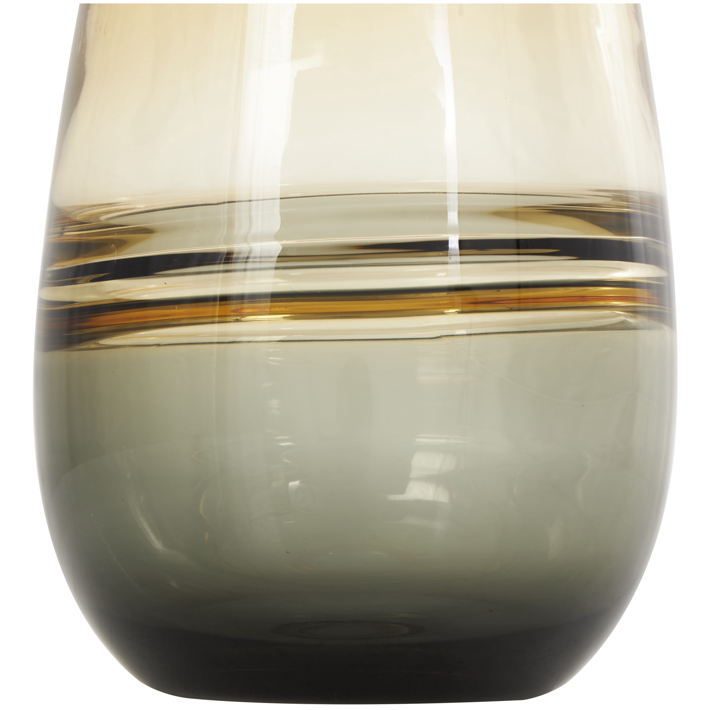 DecMode 9" Handmade Ombre Orange Glass Vase with Gray Base