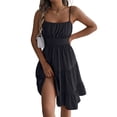 thumbnail image 3 of Jaimenalin Women Ruffled Tiered Adjustable Spaghetti Strap Midi Dress Black XL, 3 of 9
