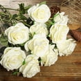 thumbnail image 2 of Zukuco 12Pcs Silk Roses Artificial Flowers Realistic Single Stem Flowers Fake Rose Bouquet for Arrangement Wedding Party Office Home Decor (White), 2 of 7