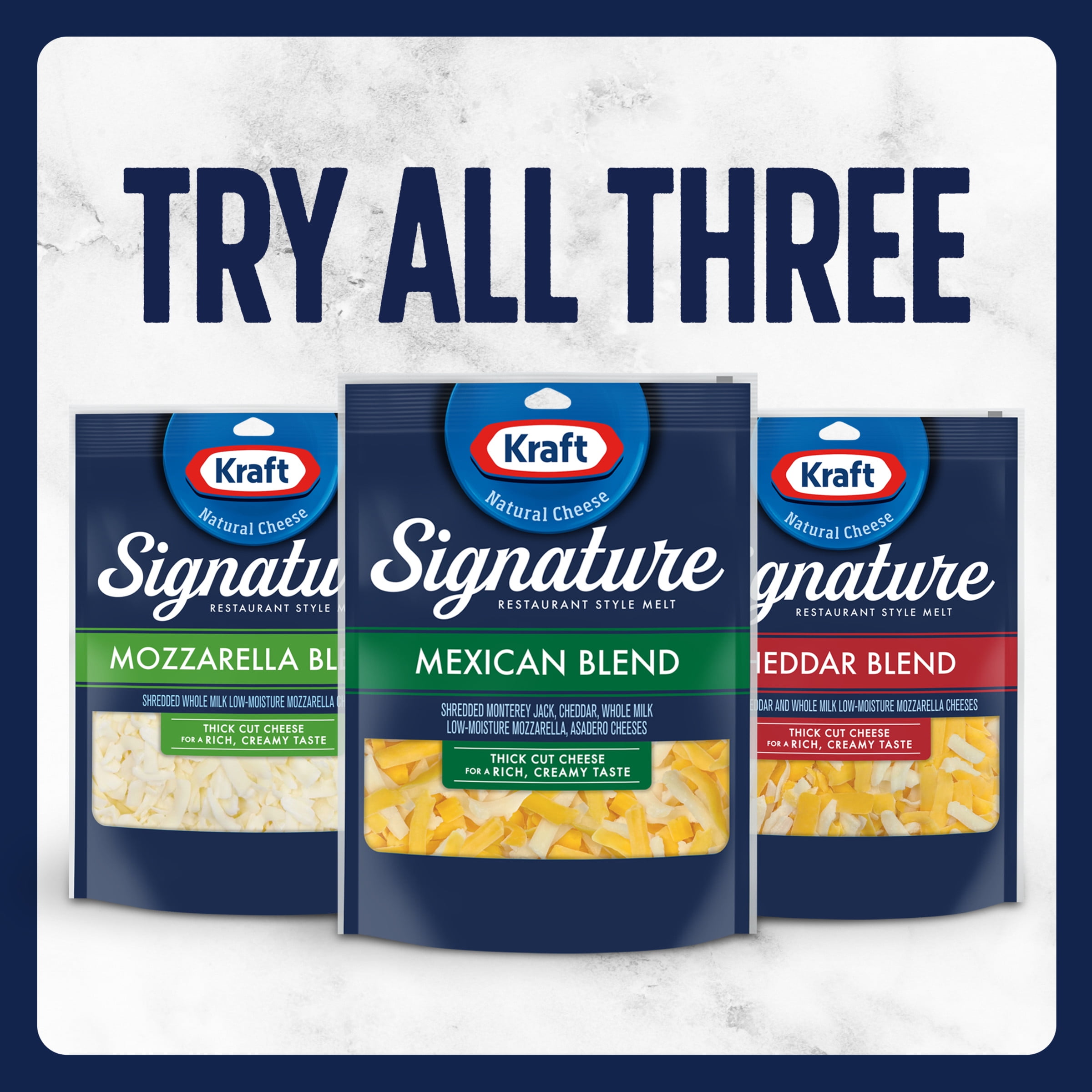 Kraft Signature Shredded Natural Cheese Mexican Blend, 8 oz. (Refrigerated)