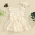 thumbnail image 2 of Bagilaanoe Newborn Baby Girl Summer Rompers Dress Floral Sleeveless Bodysuits + Headband 3M 6M 12M 18M 24M Infant Lace Patchwork A-line Dresses, 2 of 7