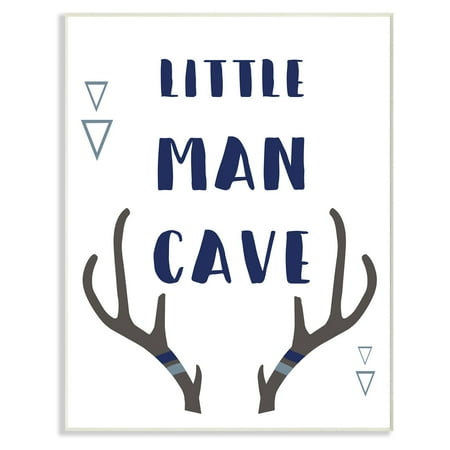 - The Stupell Home Decor Collection Little Man Cave Antlers Wall Plaque Art