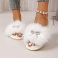 thumbnail image 7 of uublik Women's Fuzzy Slippers Cute Bow House Slippers for Women Soft Cozy Indoor Outdoor Lightweight House Shoes, White, 7 of 7