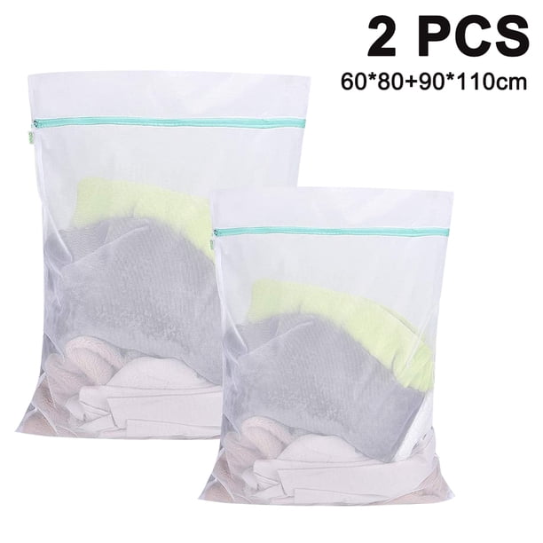 2 uds bolsa de lavandería para lavadora red de lavandería de malla fina reutilizable con cremallera para manta polar ropa de cama cortinas ropa de cama Ormromra 2035374-3