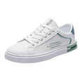 thumbnail image 1 of TIEVOSA Chaussures Blanches en Cuir pour Homme à Bout Rond à Lacets Décontractées Confortables Respirantes, 1 of 9
