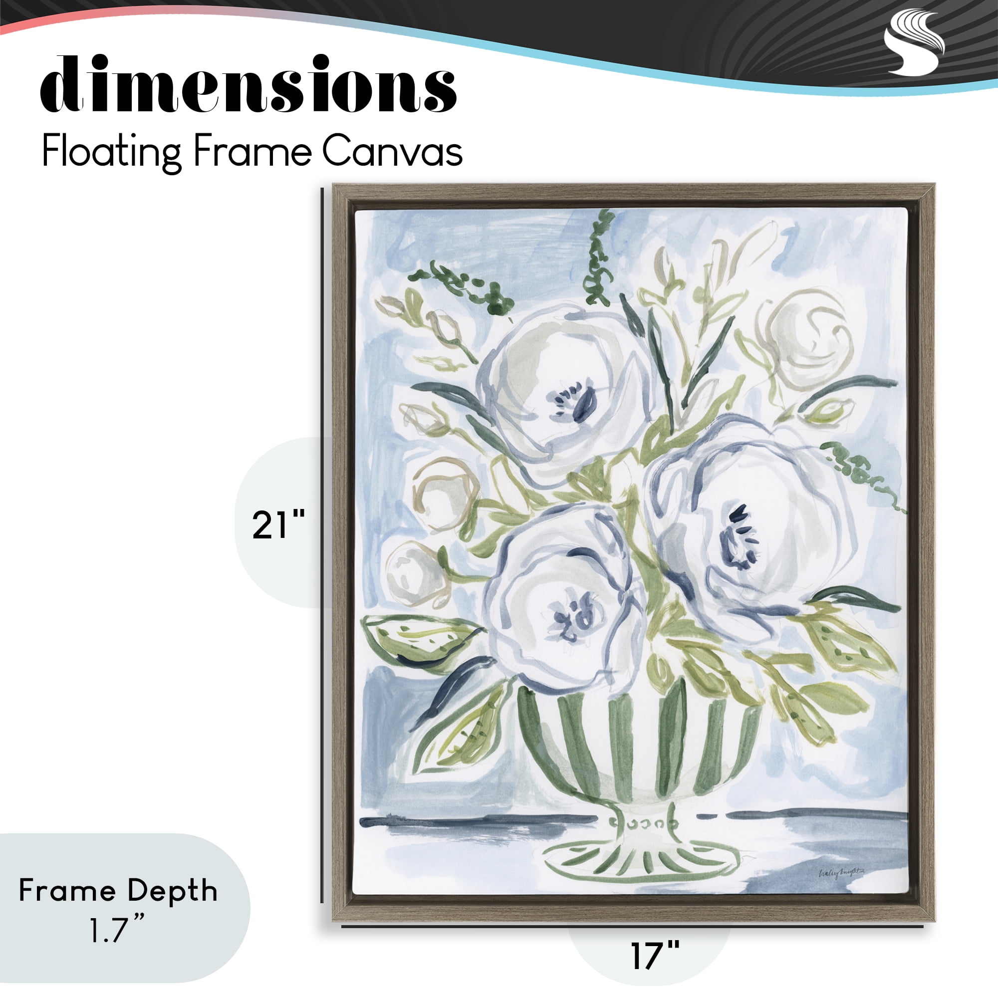 Stupell Industries Fiona Pastel Floral Bouquet Brown Framed Floater Canvas Wall Art, design by Haley Knighten