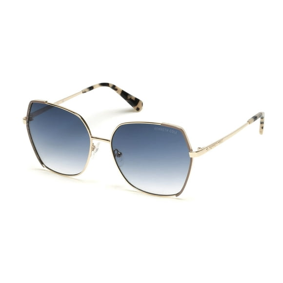 Kenneth Cole New York Women's Geometric Sunglasses, Gold/Gradient Blue, 60mm