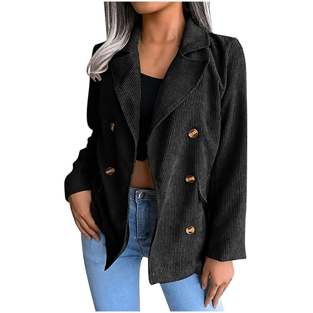 ICHUANYI liquidación mujer clásico Color sólido pana manga larga botón Casual Blazer chaqueta Tops abrigo ICHUANYI WER2023082202941