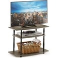 thumbnail image 2 of Global Glam No Tools 3-Tier TV Stand 31.5 x 15.8 x 23.3 Inches French Oak Gray Black Finish Round Tubes Sturdy Design, 2 of 100
