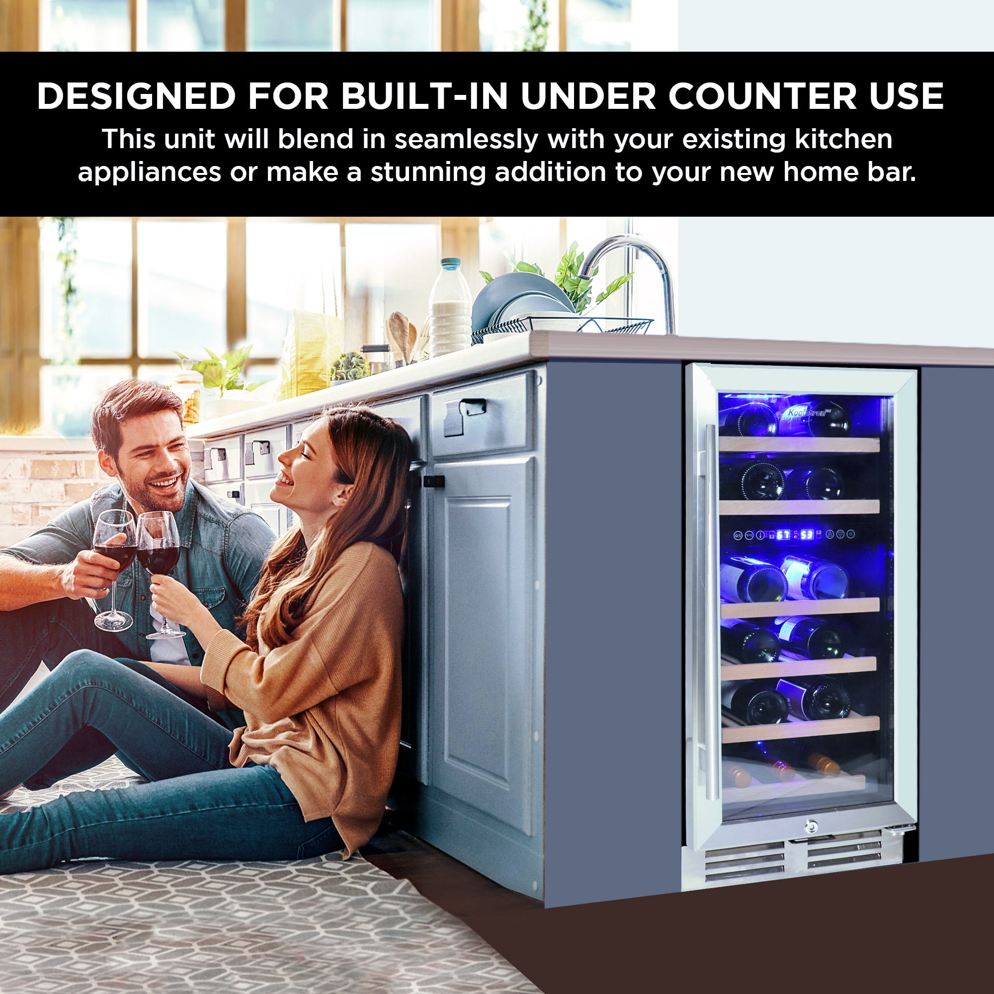 Koolatron 28 Bottle Dual Zone 15" Under Counter Wine Cooler w/ Lock
