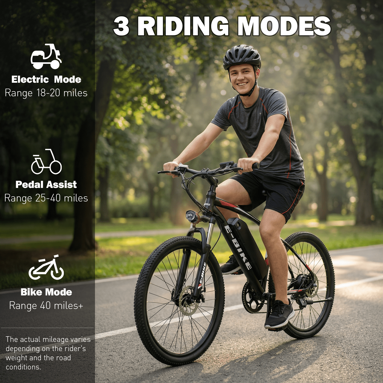Adults 20MPH Electric Mountain Bicycles,500W Peak 749W Motor, 40 Miles Range,26" Commuting E bike with 432Wh Removable Battery,7 Speeds,UL2849 Certified