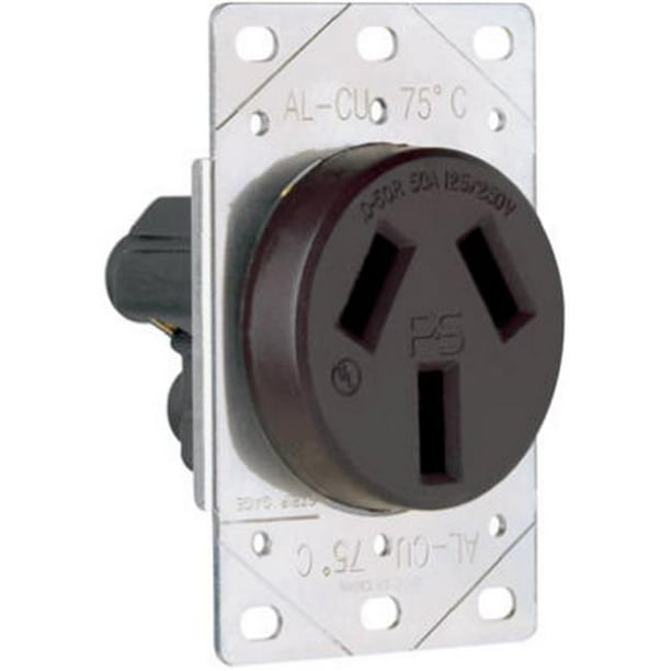3890CC6 Flush Outlet, 50A, Black