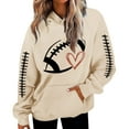 thumbnail image 1 of VBARHMQRT Chandails d'Automne pour Femmes Chandail Décontracté pour Femmes Chandails à Capuche Tendance Imprimé Graphique Cordon de Serrage chandail à Capuche Confortable Hauts d'Automne Ample à Manches Longues avec Poche, 1 of 4