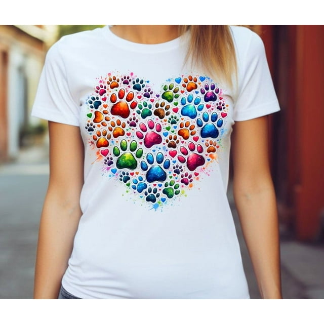 Sublimation , Heart , Dog Mama , Dog Lover , T-Shirt - As Picture - L