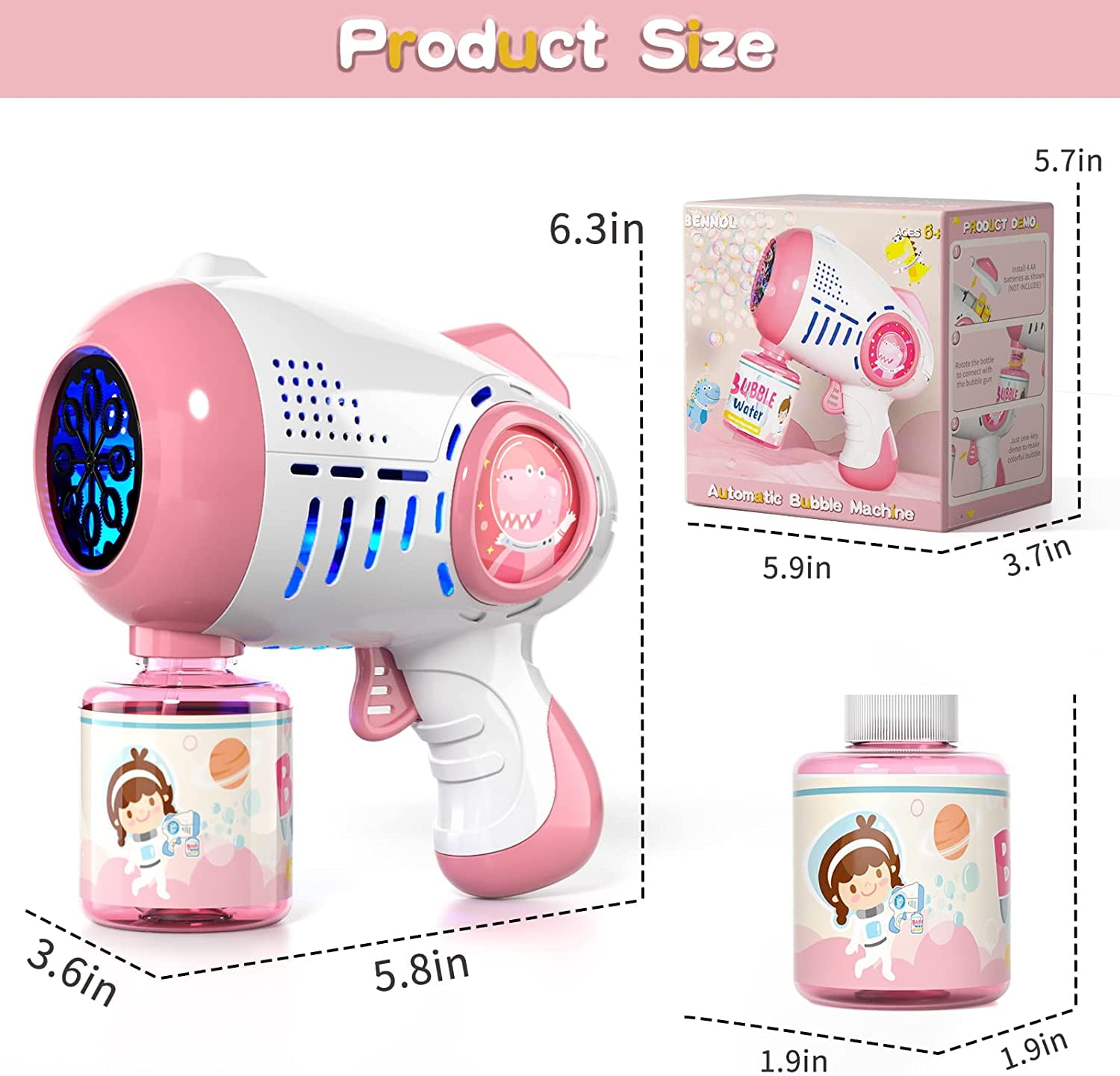 Holes Bubble Machine With Rich Bubbles, Bubble Guns For Girls Kids With  360leak-proof Design, Ergonomic Grip, Automatic Bubble Gun For Toddlers  Childr