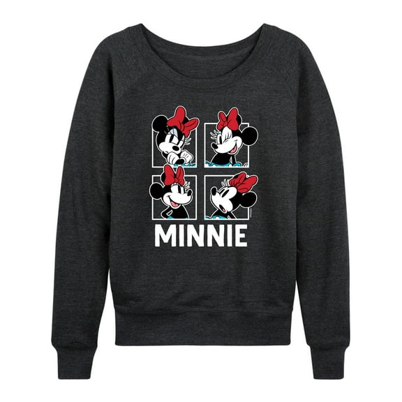 Mickey & Friends - Minnie Grid - Women's Lightweight French Terry Long Sleeve Shirt
