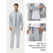 Muvtei Mens Tracksuits 2 Pieces Set Long Sleeve Causal Full Zip Hiking Jogging Gym Sports Sweatsuit for Men 2 Piece Outfits Darkgrey-L