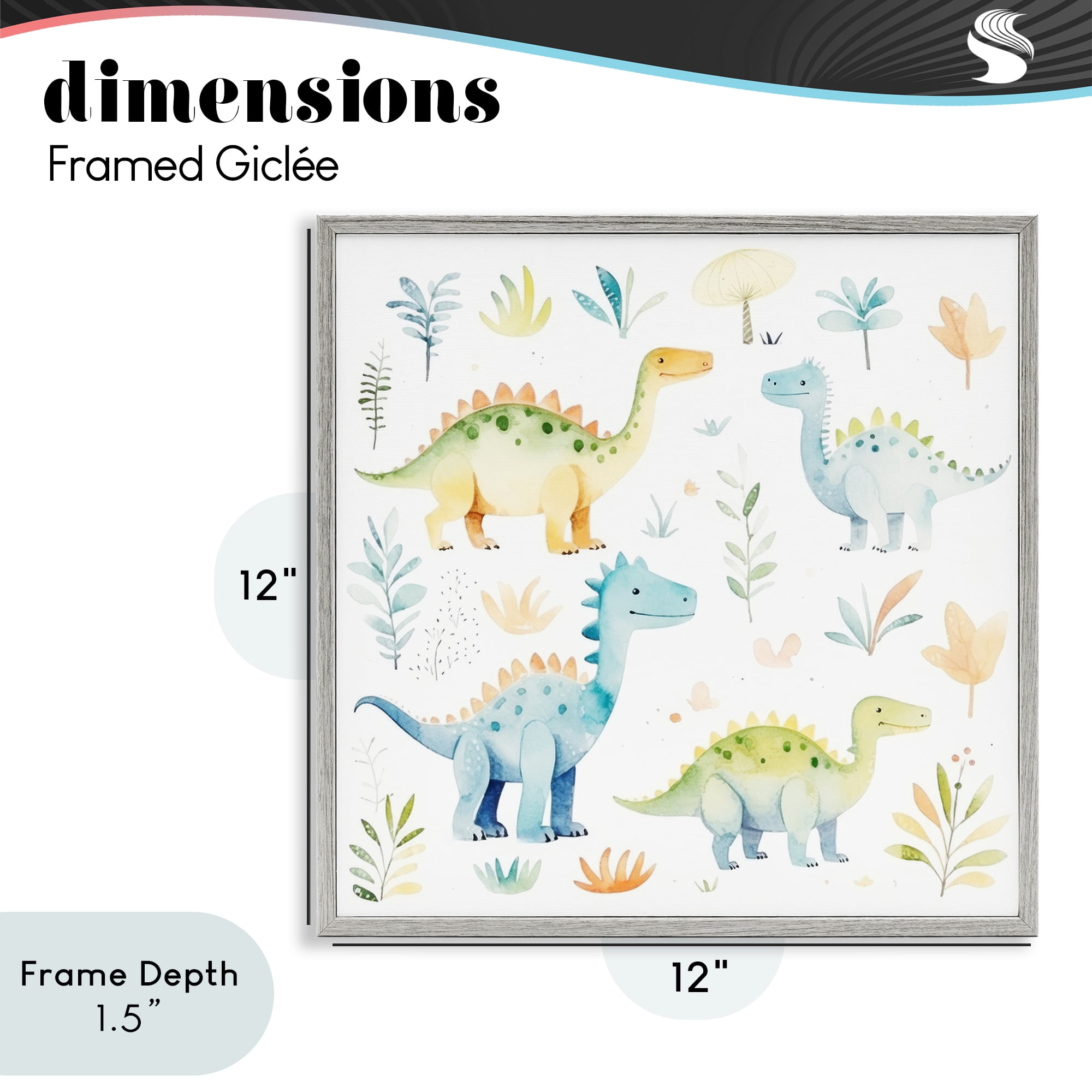 Stupell Industries Different Dinosaur Wonders Gray Framed Giclee Art, design by Lazar Studio