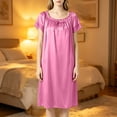 thumbnail image 3 of Aofany Women's Charming Satin Nightgowns Silk Sleepshirt Solid Sleep Dress Half Sleeve Sleepwear, 3 of 6