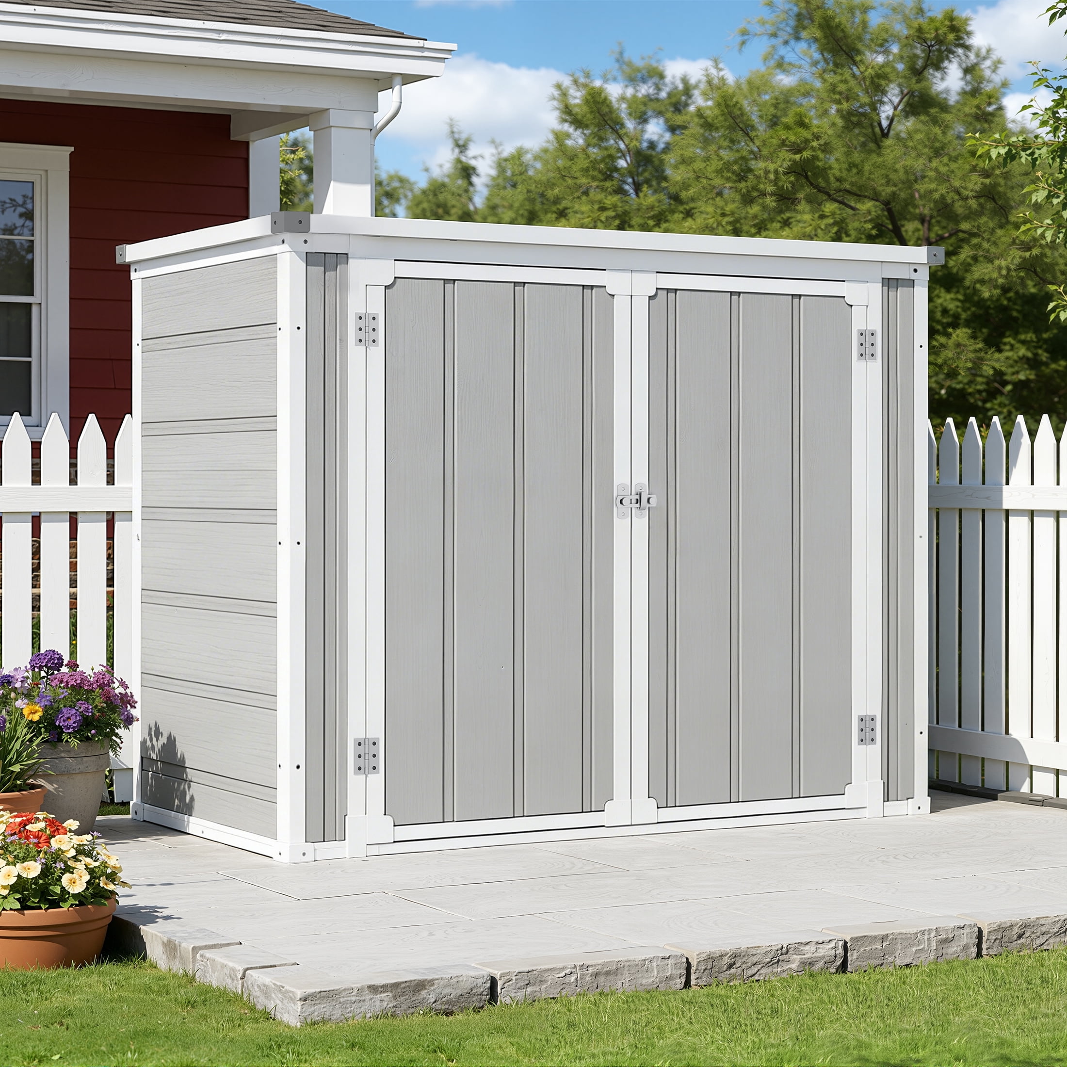 MELLCOM 8 x 10 FT Resin Outdoor Storage Shed with Floor, Storage