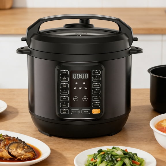 Simenmax 12-in-1 Electric Pressure Cooker 6QT, Non-Stick Multi-Cooker with LED Screen, Stainless Steel Slow Cooker for Large Family (Black)