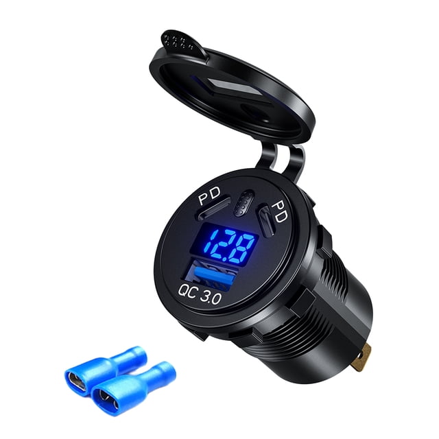 DQrwqpou Adaptador Carga Rápida 45 W Adaptador Corriente para Automóvil Tipo C Doble PD QC3.0 (con Terminal)
