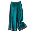 thumbnail image 2 of Sweatpants Women Solid Summer Embroidered Casual Slacks Cotton And Linen Material Mid Waist With Pockets Lightweight For Warm Seasons 3Xl/6 High Pull Pants, 2 of 4